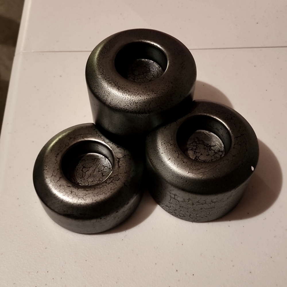PARTYLITE Black & Grey Crackle Candle Holders Set of 4